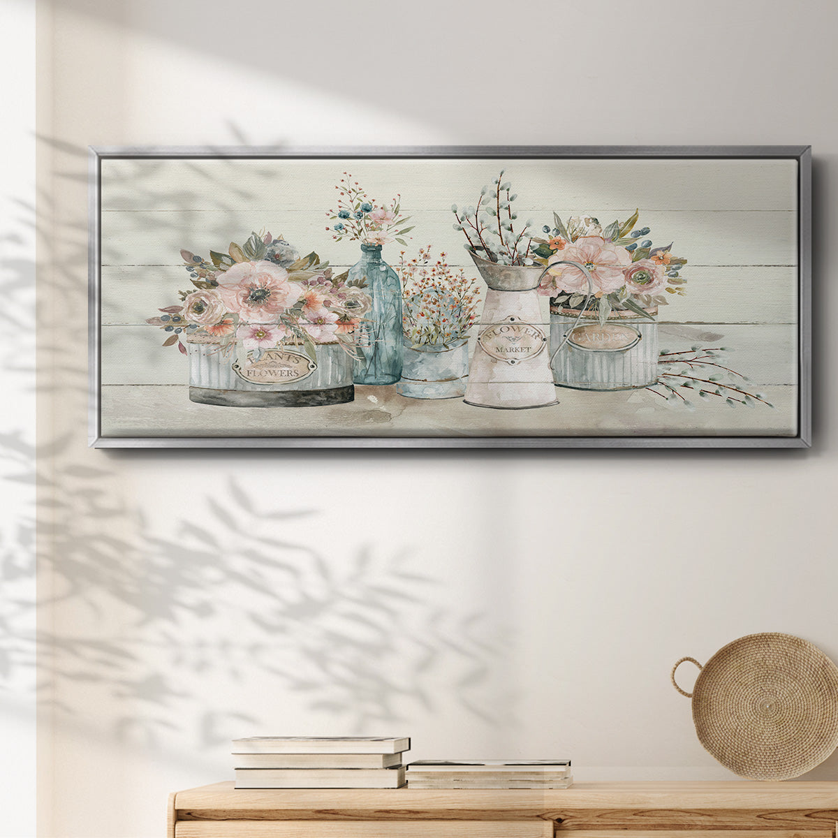 Flower Market - Floater Framed Canvas Print