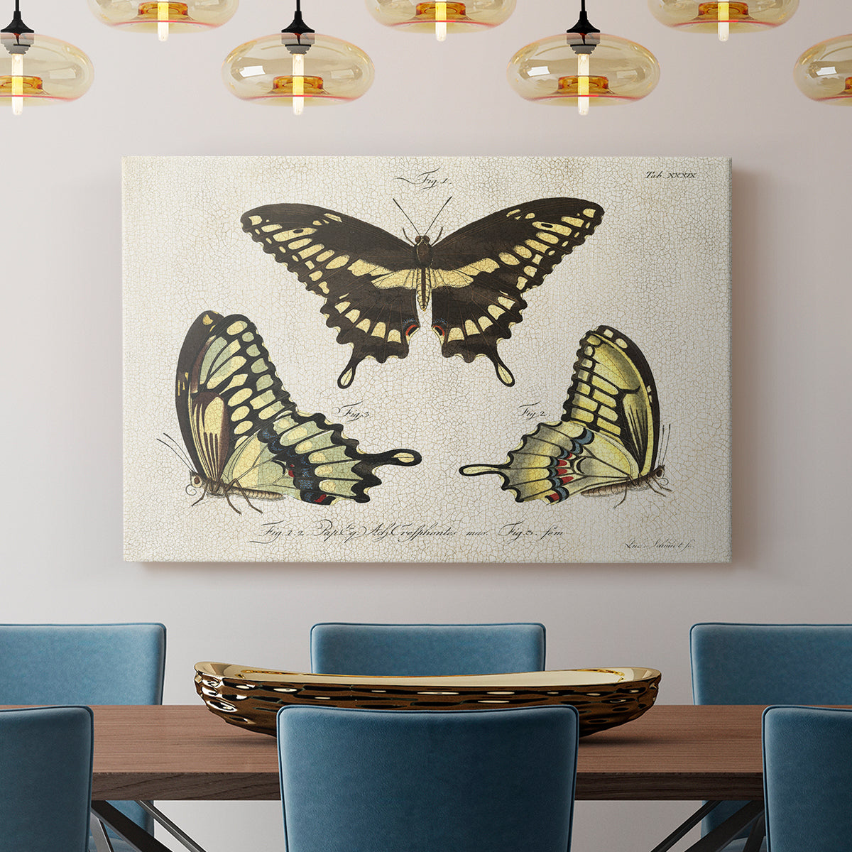 Crackled Butterflies I - Canvas Art Print