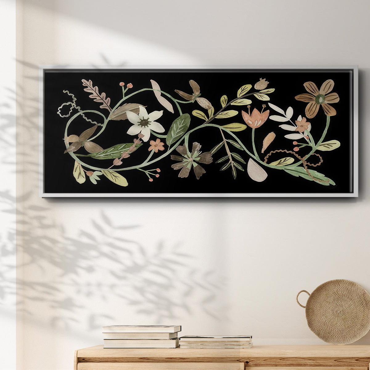 Pressed Flowers I - Floater Framed Canvas Print