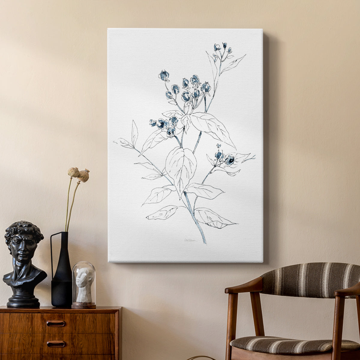 Indigo Sketch I - Canvas Art Print