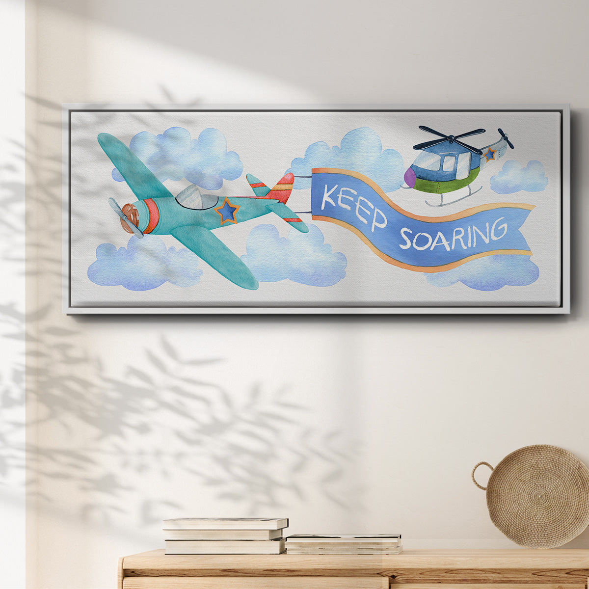 Soar Airplane - Floater Framed Canvas Print