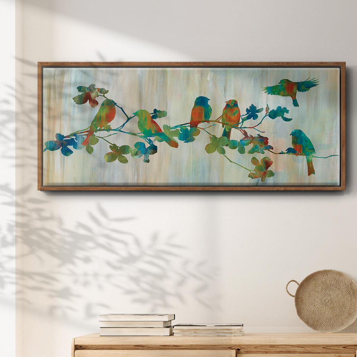 Birds on Branch - Floater Framed Canvas Print
