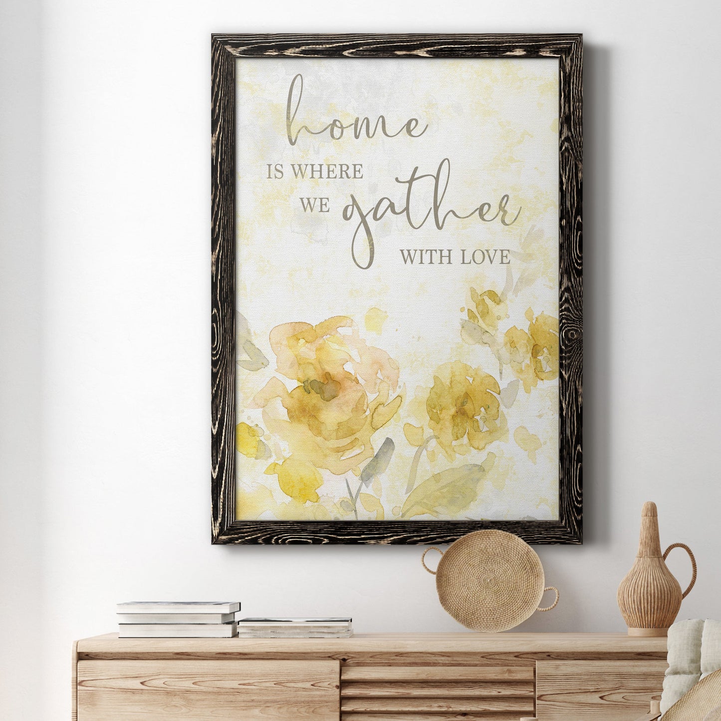 Gather with Love - Premium Canvas Framed in Barnwood - Ready to Hang