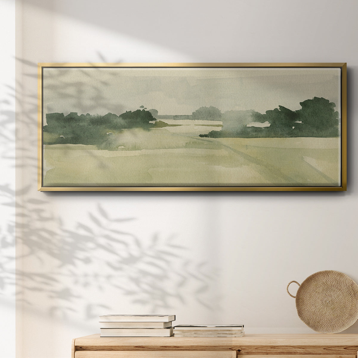 Watercolor Pasture I - Floater Framed Canvas Print