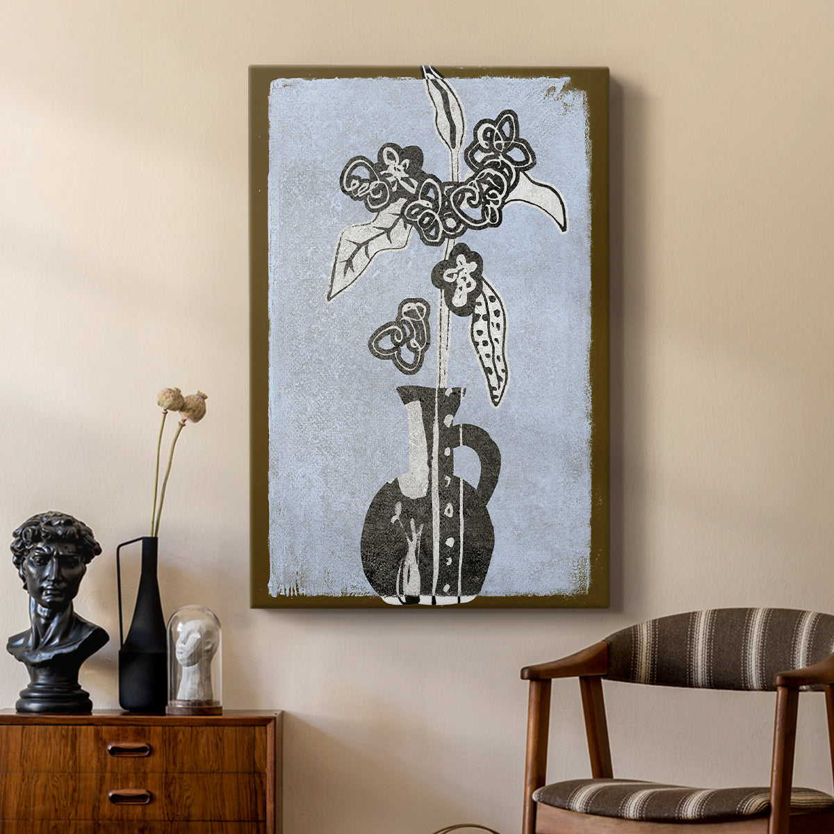 Graphic Flowers in Vase I - Canvas Art Print