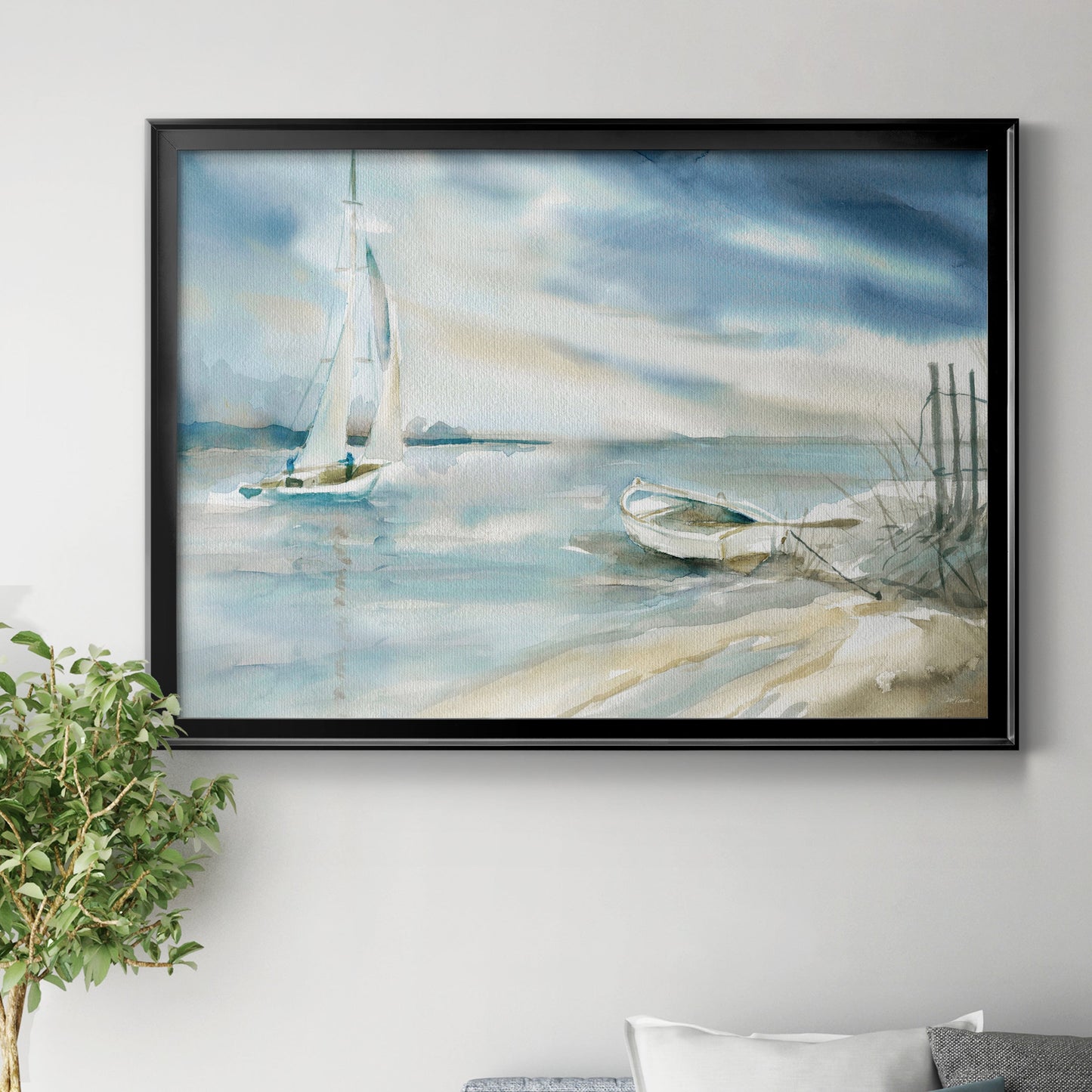 Subtle Sail - Modern Framed Canvas Print