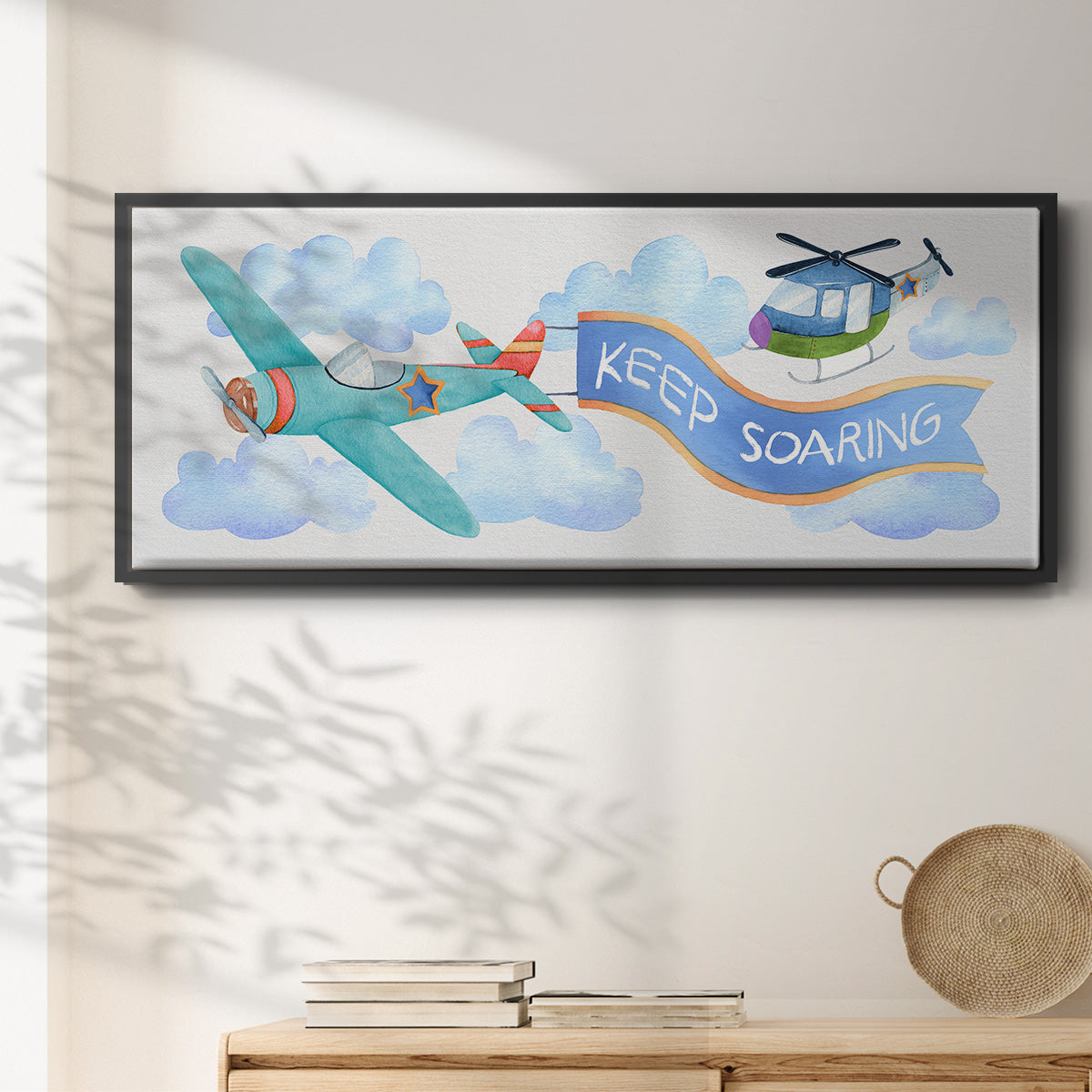 Soar Airplane - Floater Framed Canvas Print