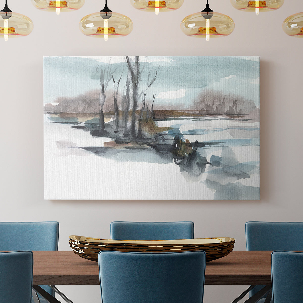 Winter Stream Watercolor II - Canvas Art Print
