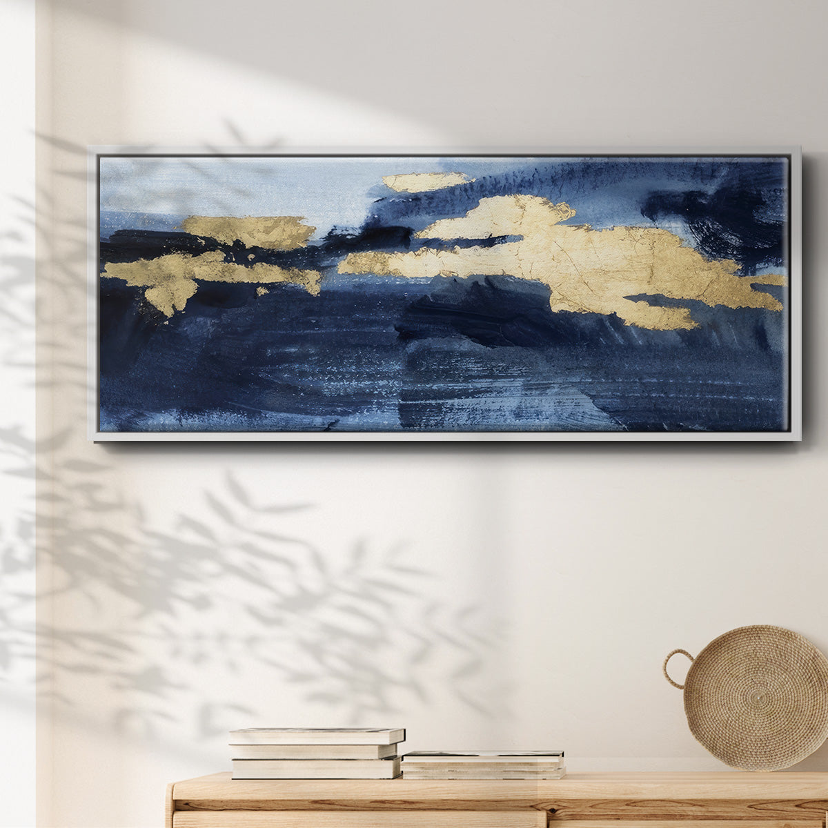 Gilded Indigo Sea II - Floater Framed Canvas Print