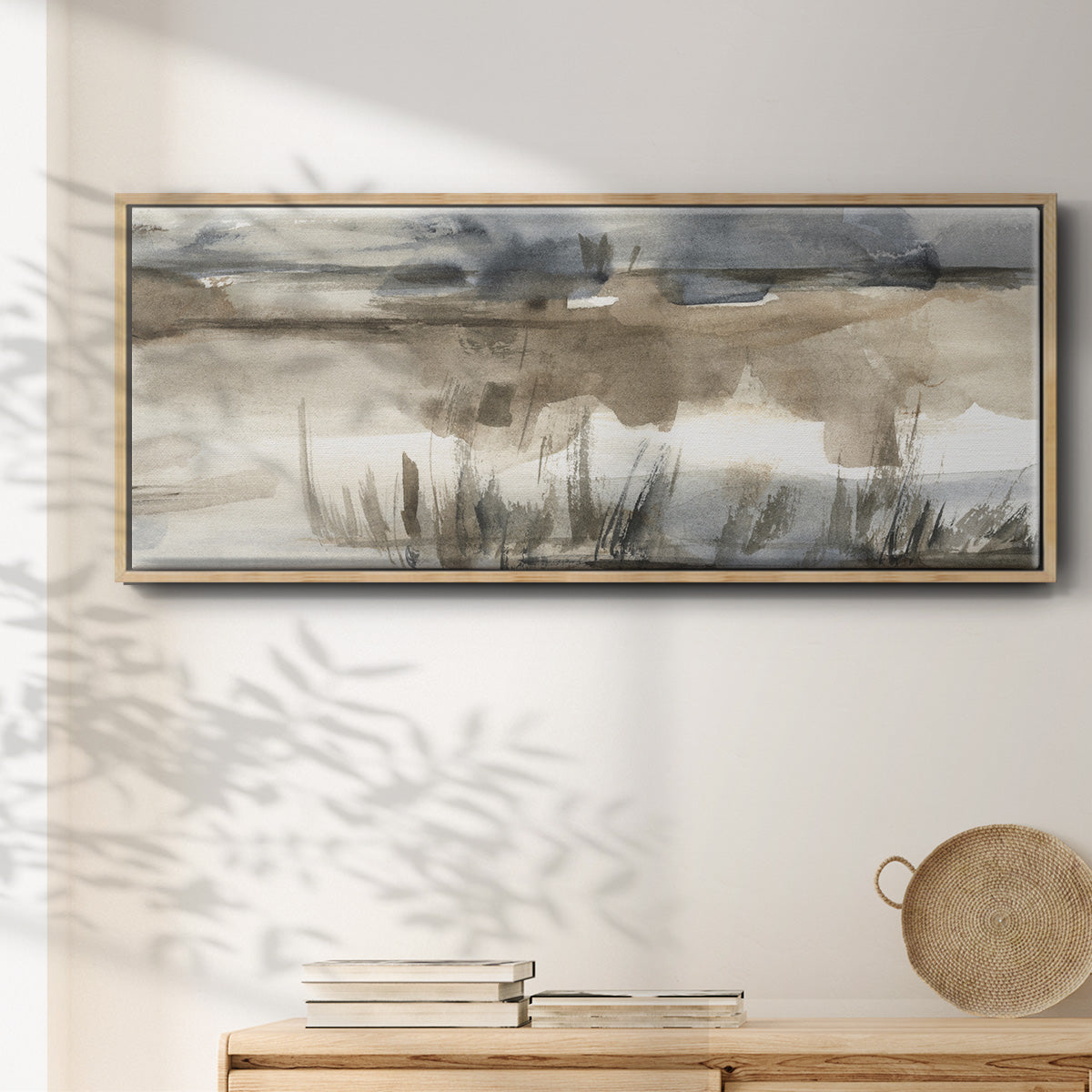 BlueGrey Marsh I - Floater Framed Canvas Print