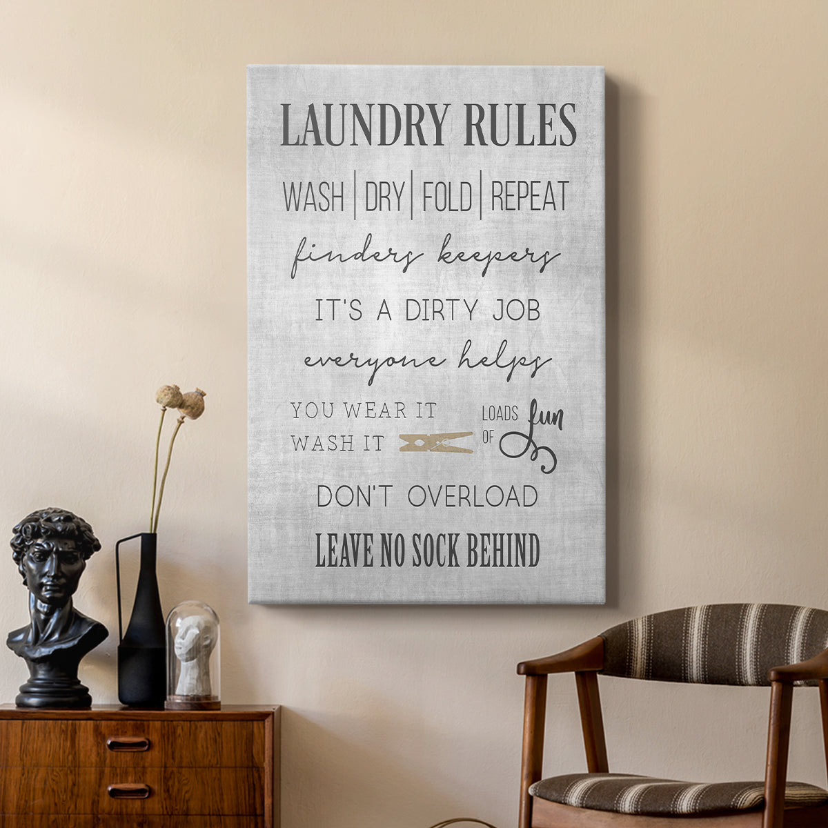 Neutral Laundry Rules - Canvas Art Print