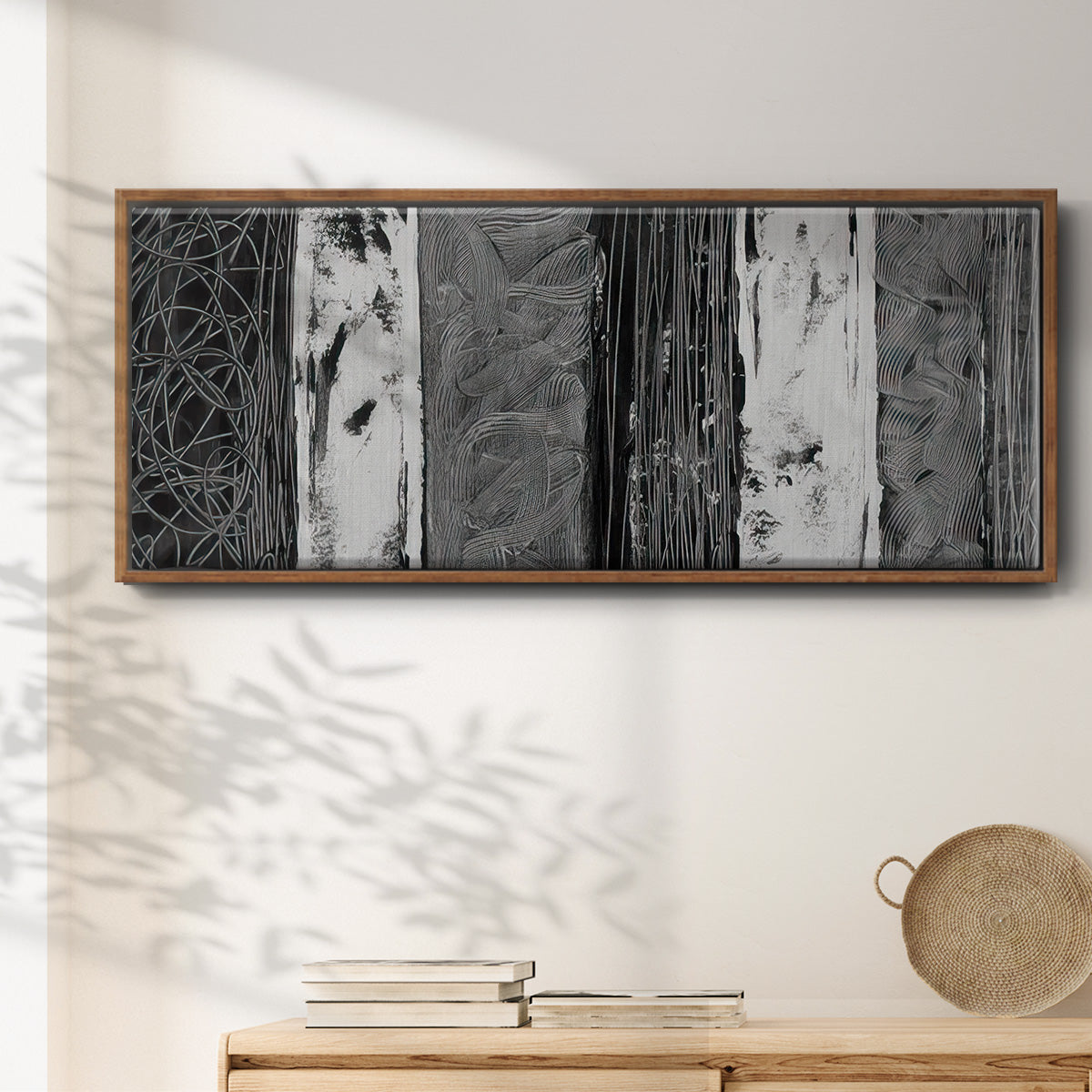 Printed Brushed Nickel Abstract I - Floater Framed Canvas Print