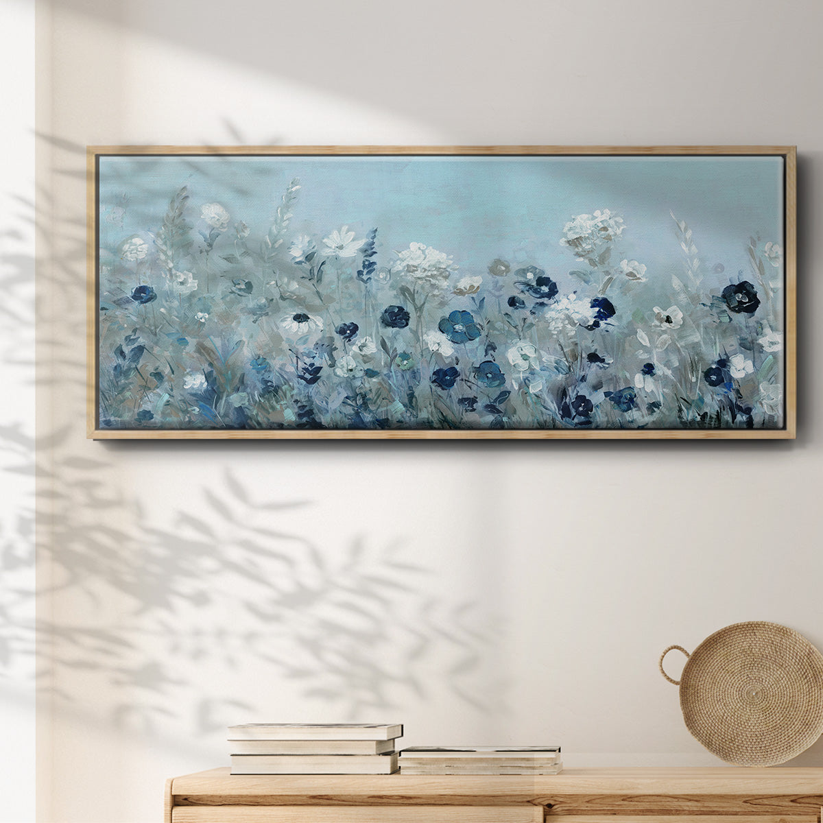 Teal Light Garden - Floater Framed Canvas Print
