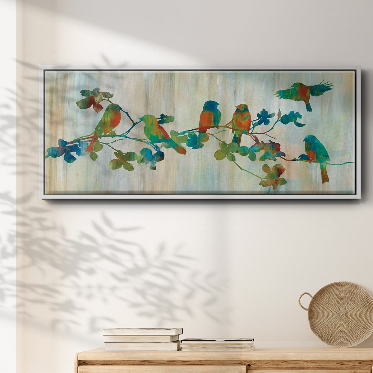 Birds on Branch - Floater Framed Canvas Print