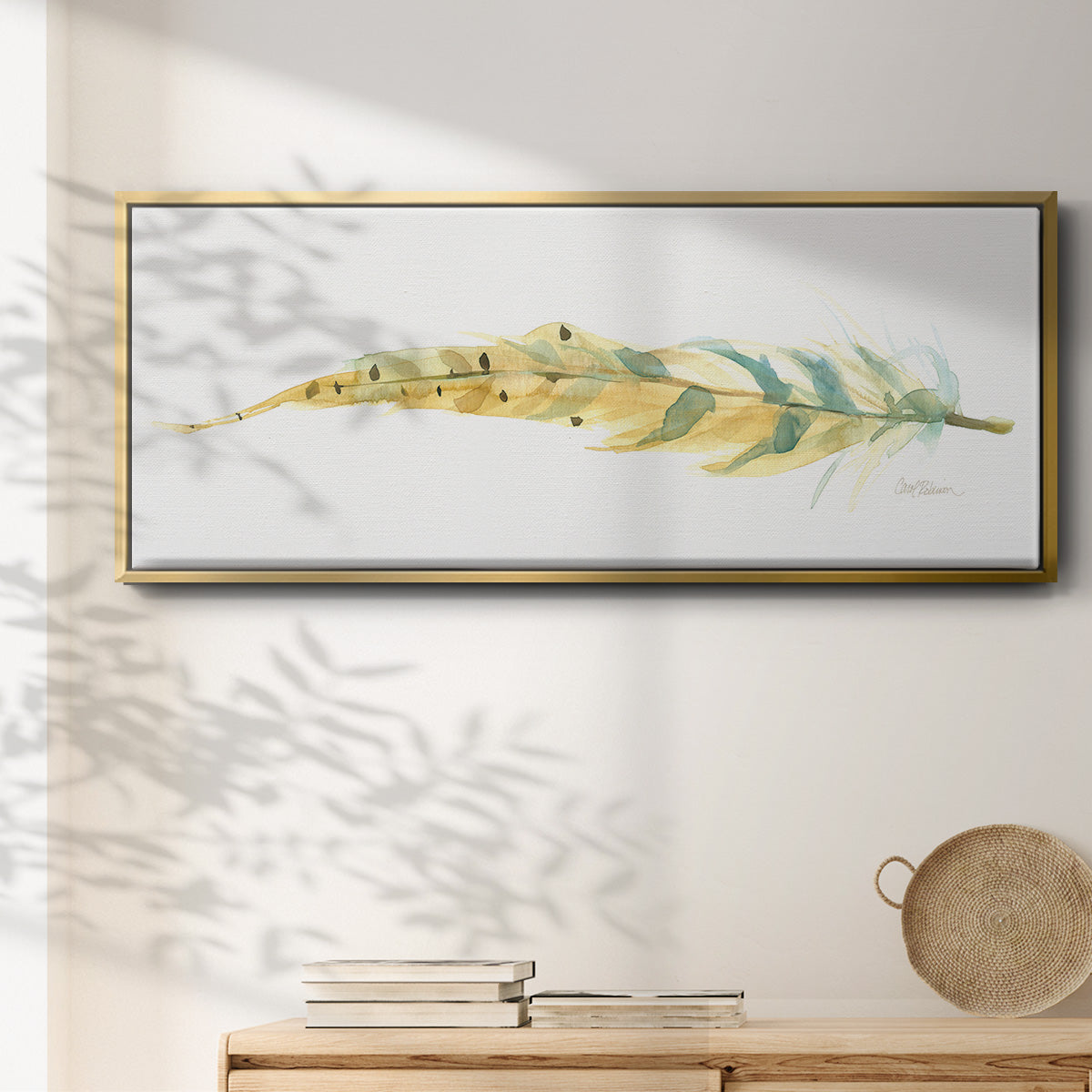 Tail Feather III - Floater Framed Canvas Print
