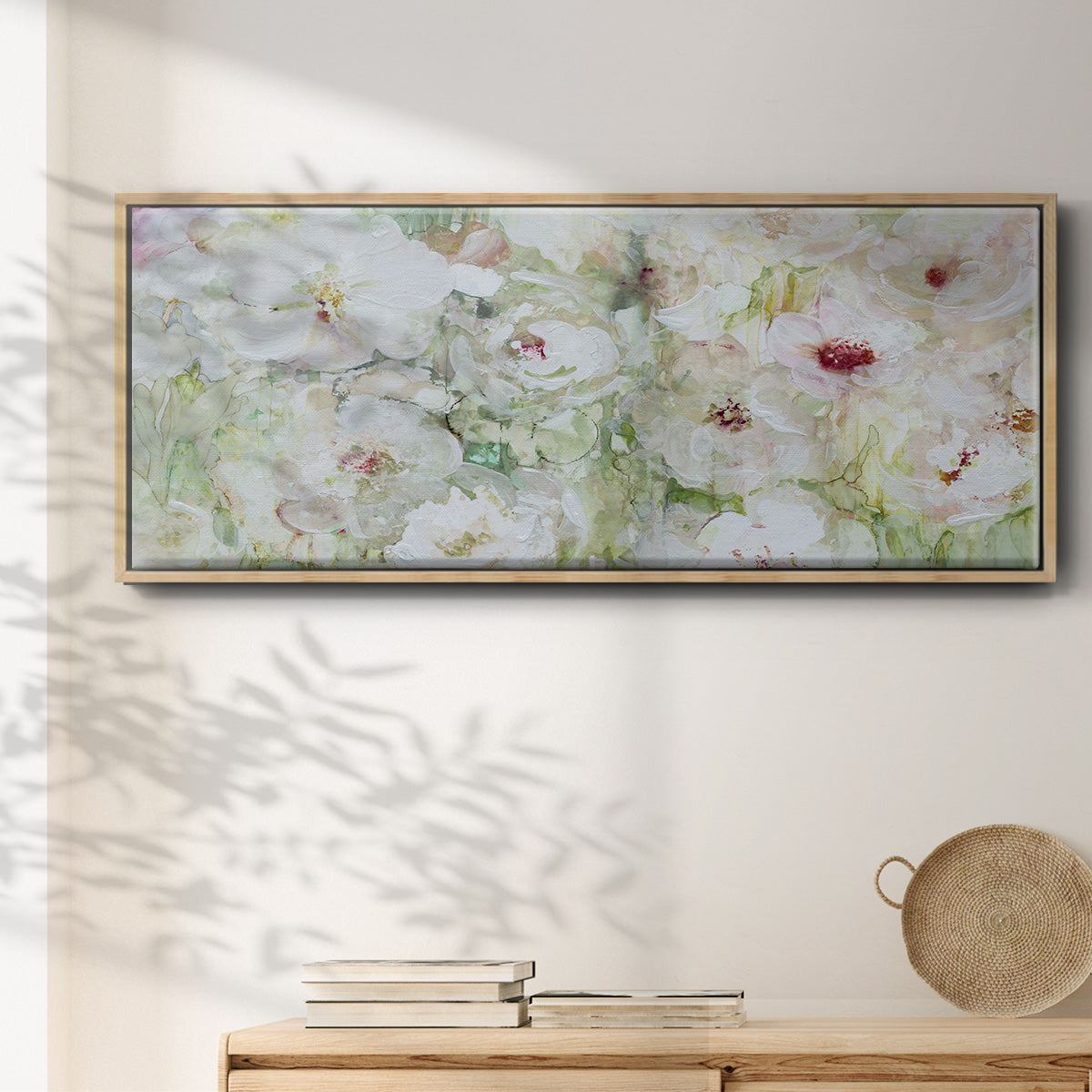 Jardin Blanc - Floater Framed Canvas Print