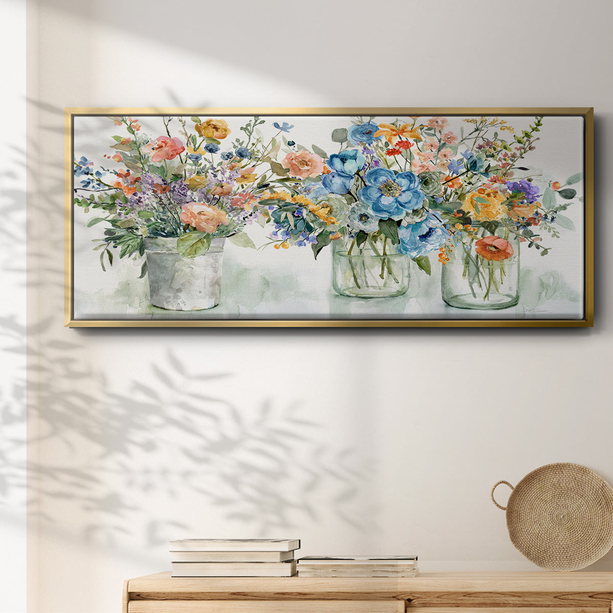 Flower Market Display - Floater Framed Canvas Print