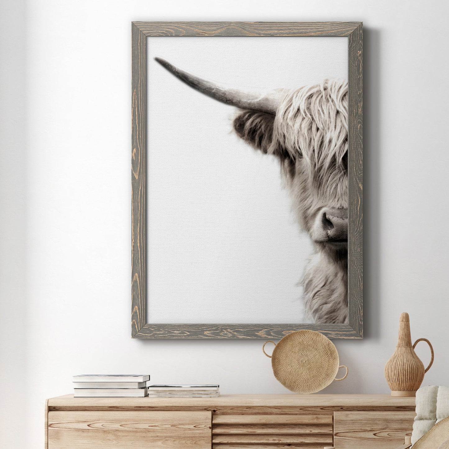 Highland Cattle - Premium Canvas Framed in Barnwood - Ready to Hang