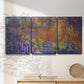 Three-panel canvas wall art featuring abstract rainfall with butterfly forms, displayed in a minimalist living room above a console table.