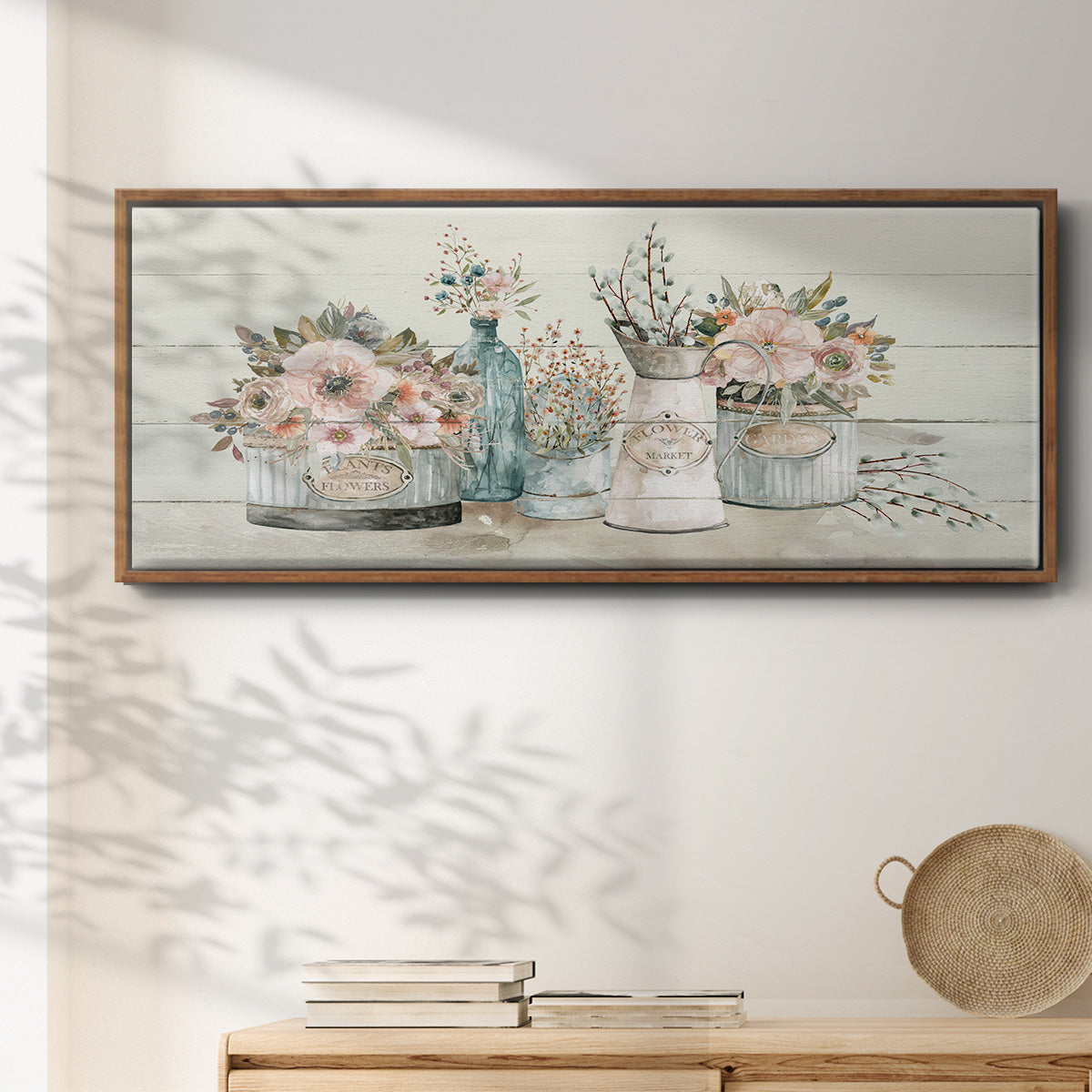 Flower Market - Floater Framed Canvas Print