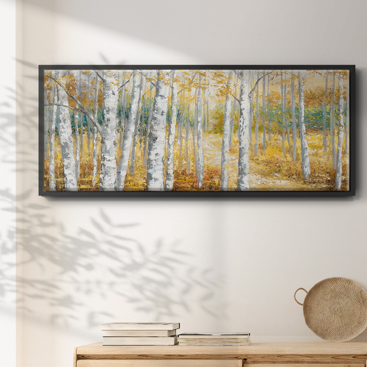Birch Path II - Floater Framed Canvas Print