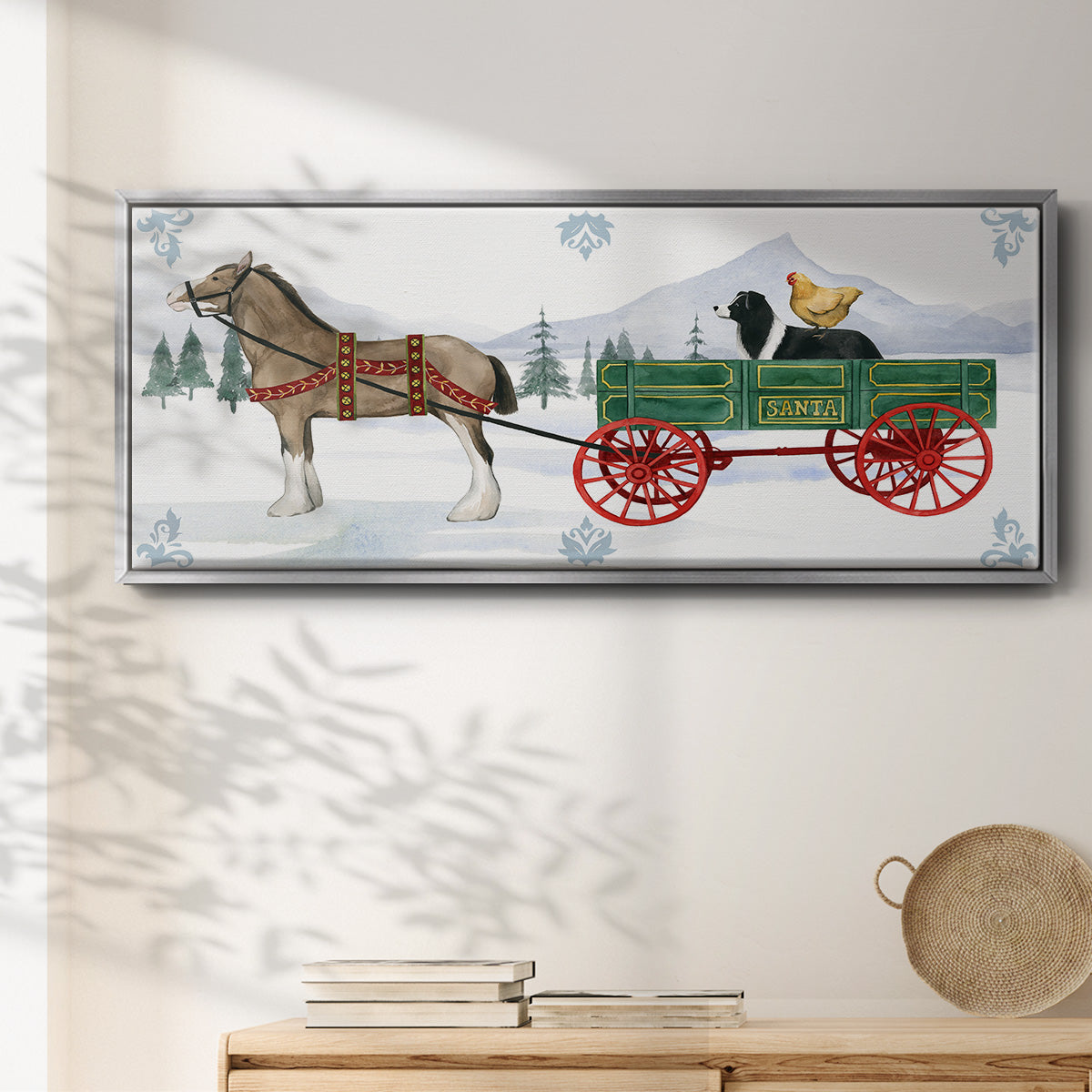 Santa's Farm Collection C - Floater Framed Canvas Print