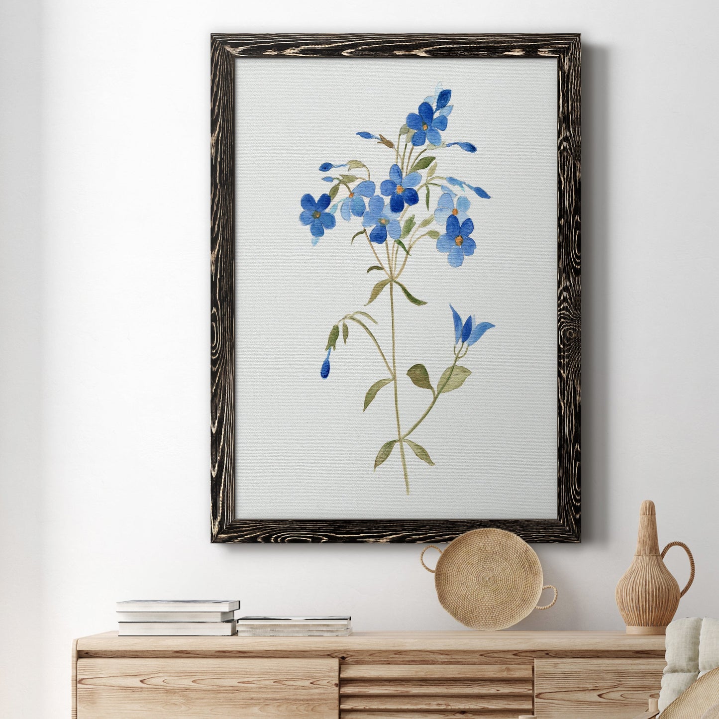 Blue Blossom Botanical II - Premium Canvas Framed in Barnwood - Ready to Hang