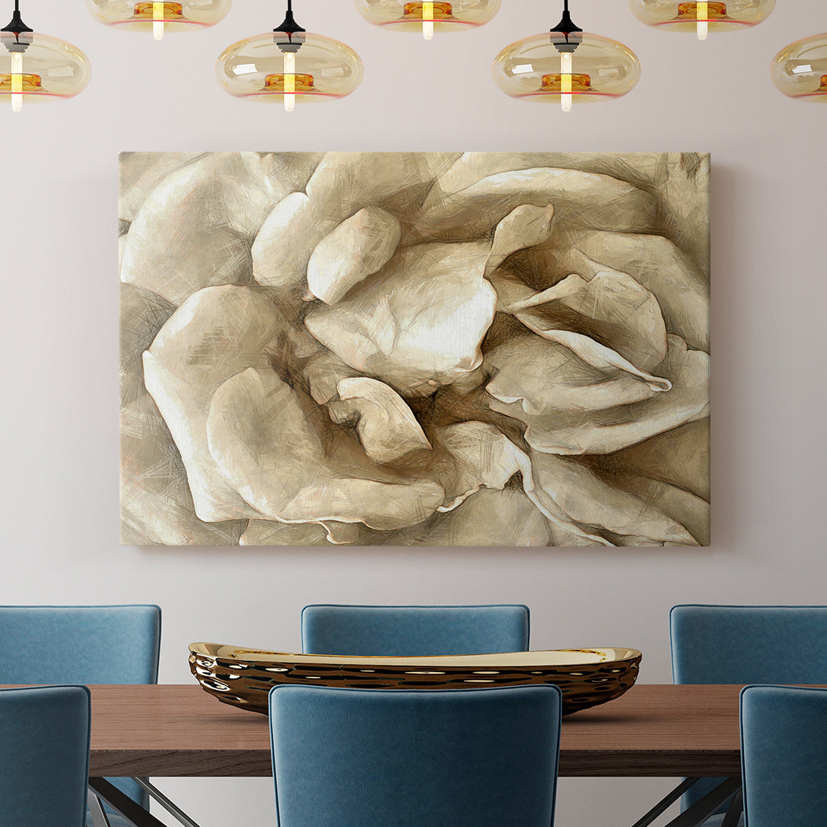 Neutral Wall Flower II - Canvas Art Print