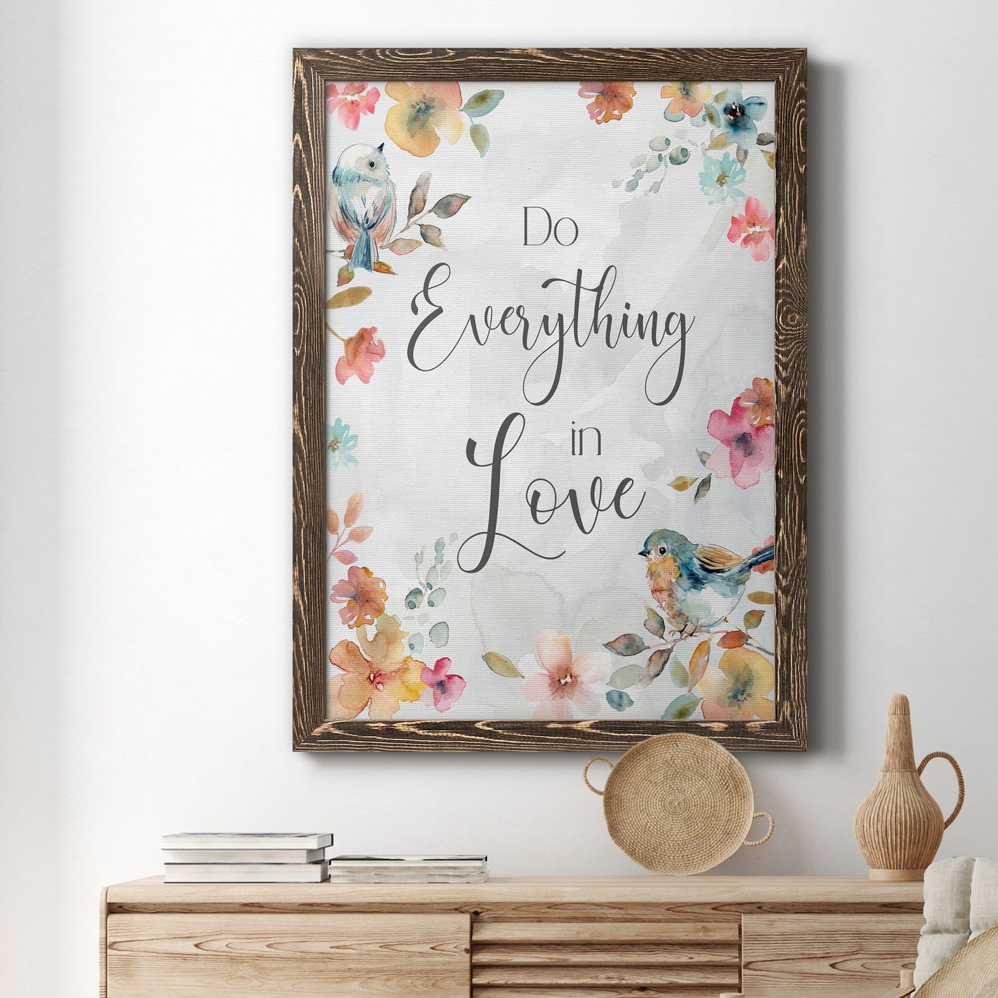 Spring Bird Love - Premium Canvas Framed in Barnwood - Ready to Hang