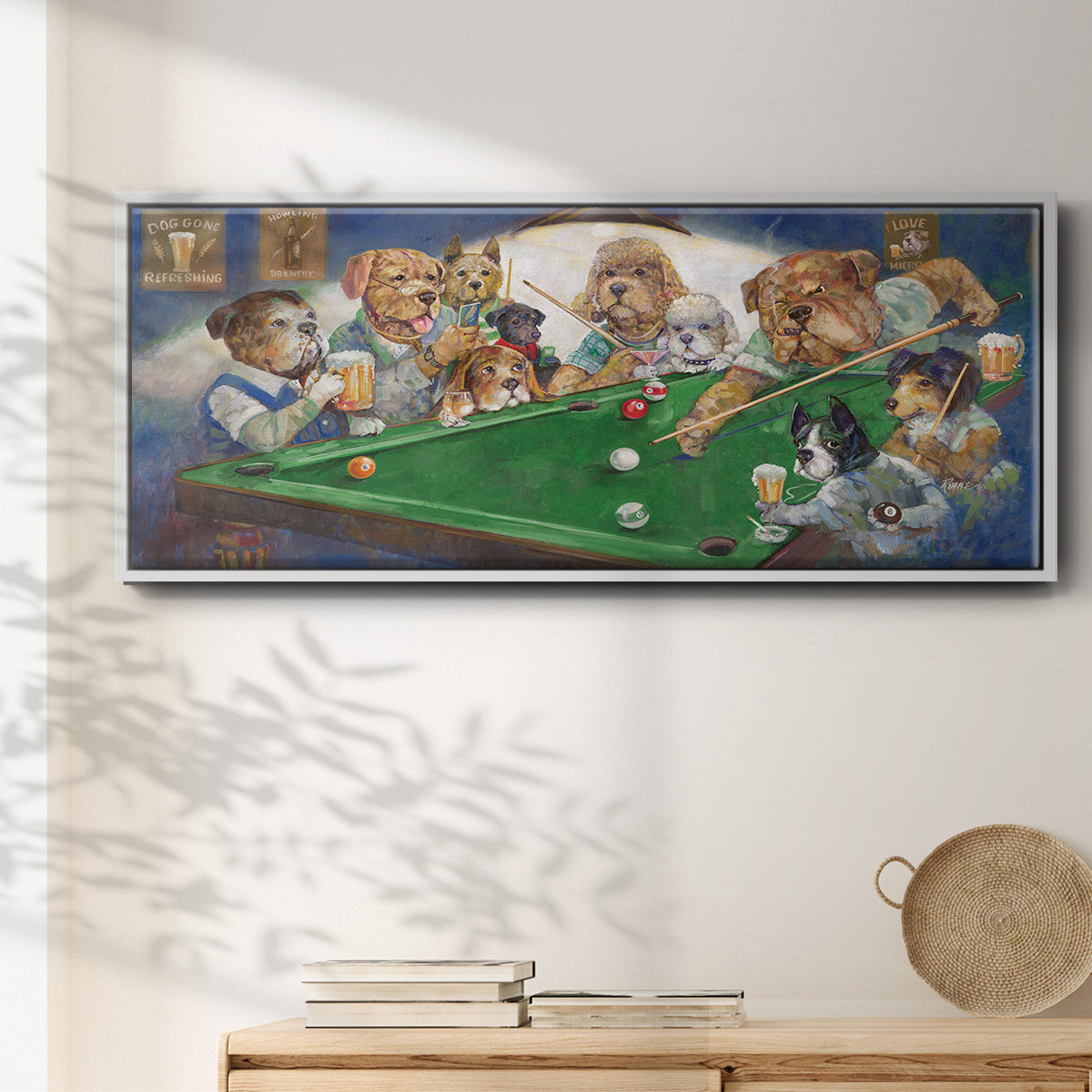 Pool Dogs - Floater Framed Canvas Print