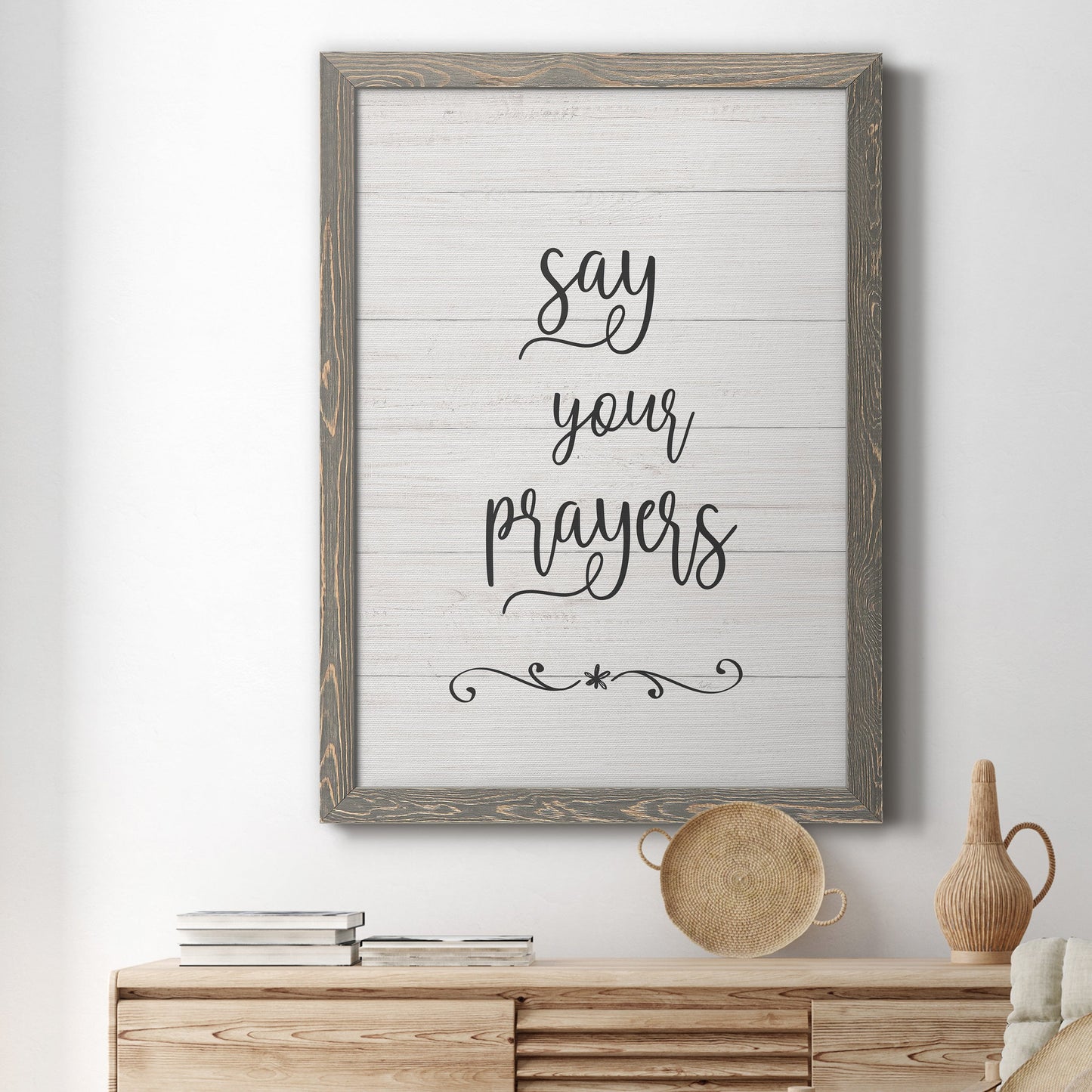 Say Your Prayers - Premium Canvas Framed in Barnwood - Ready to Hang