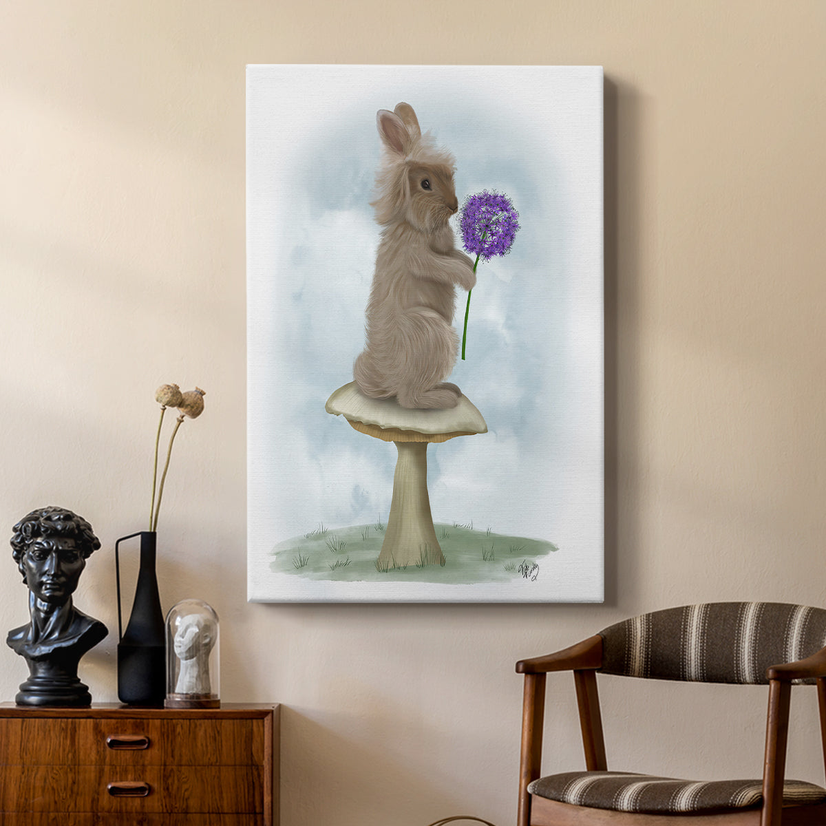 Rabbit and Agapanthus - Canvas Art Print
