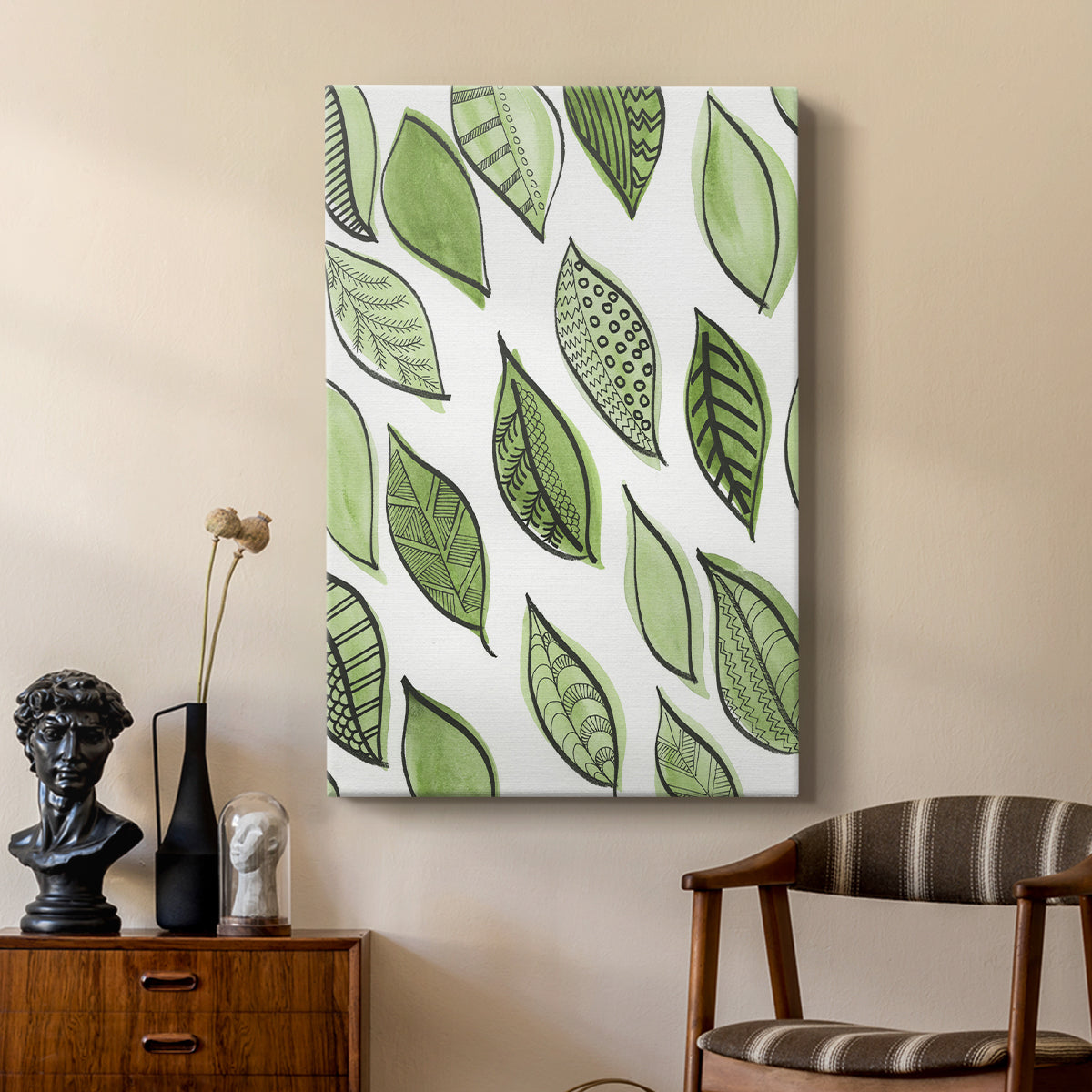 Patterned Leaf Shapes IV - Canvas Art Print