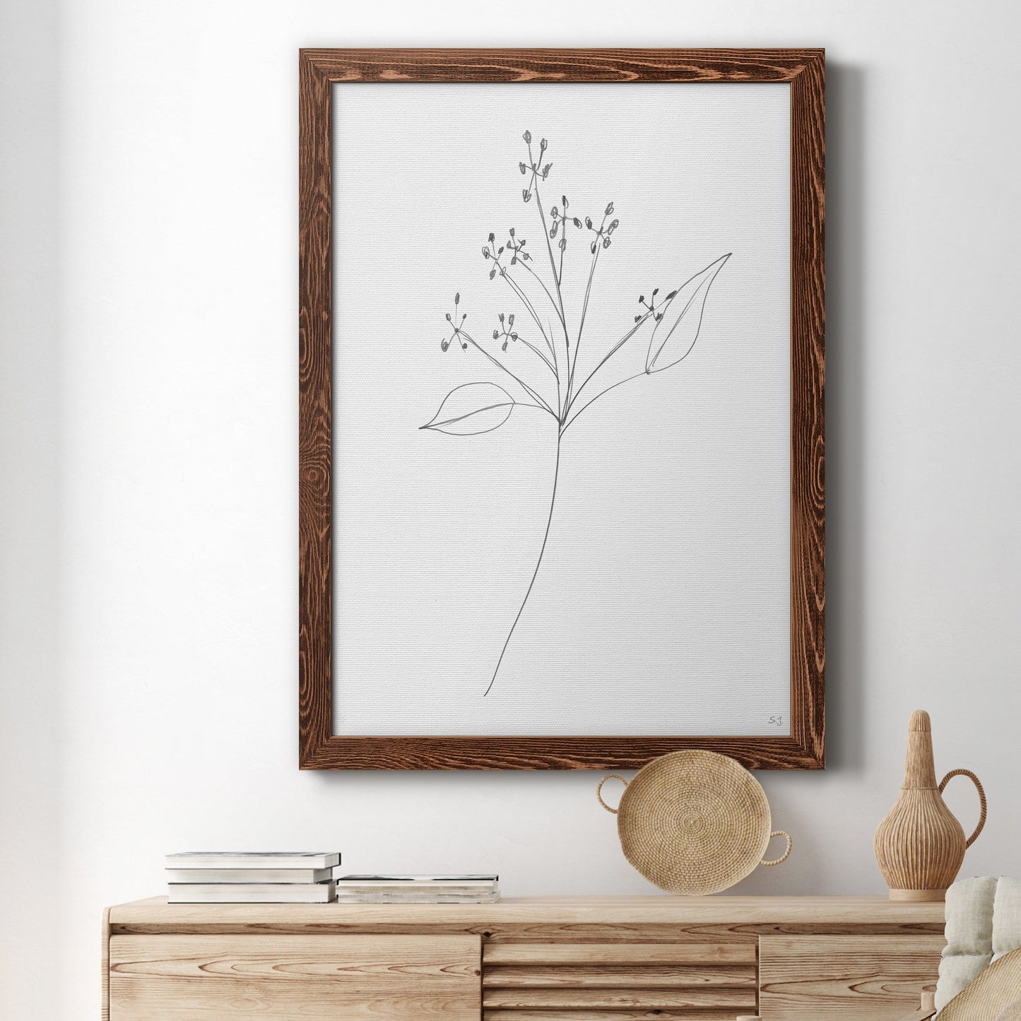 Botanical Gesture V - Premium Canvas Framed in Barnwood - Ready to Hang