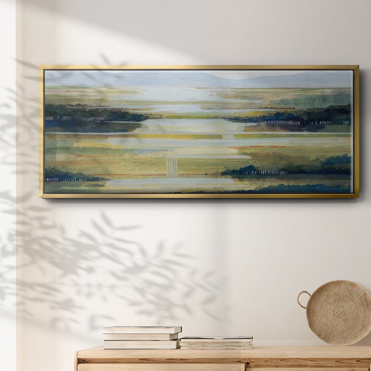 Lime Strata I - Floater Framed Canvas Print