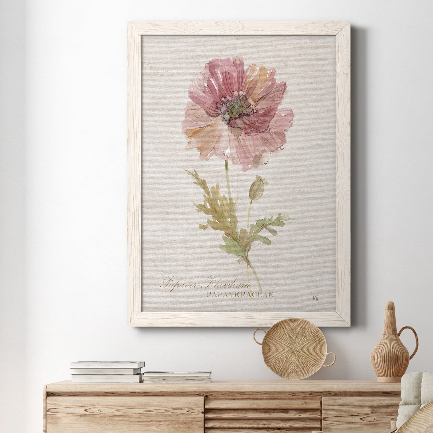 Soft Poppy - Premium Canvas Framed in Barnwood - Ready to Hang