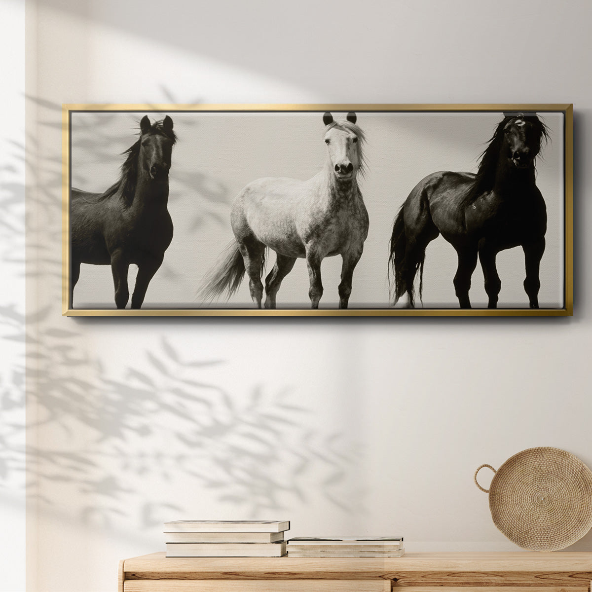 Wild Stallions - Floater Framed Canvas Print