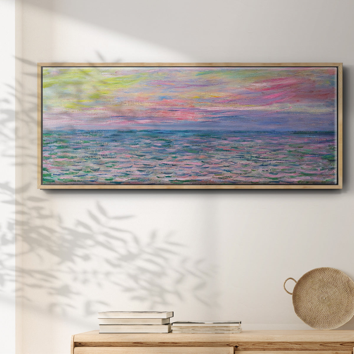 Sunset on the Sea at Pourville, 1882 - Floater Framed Canvas Print