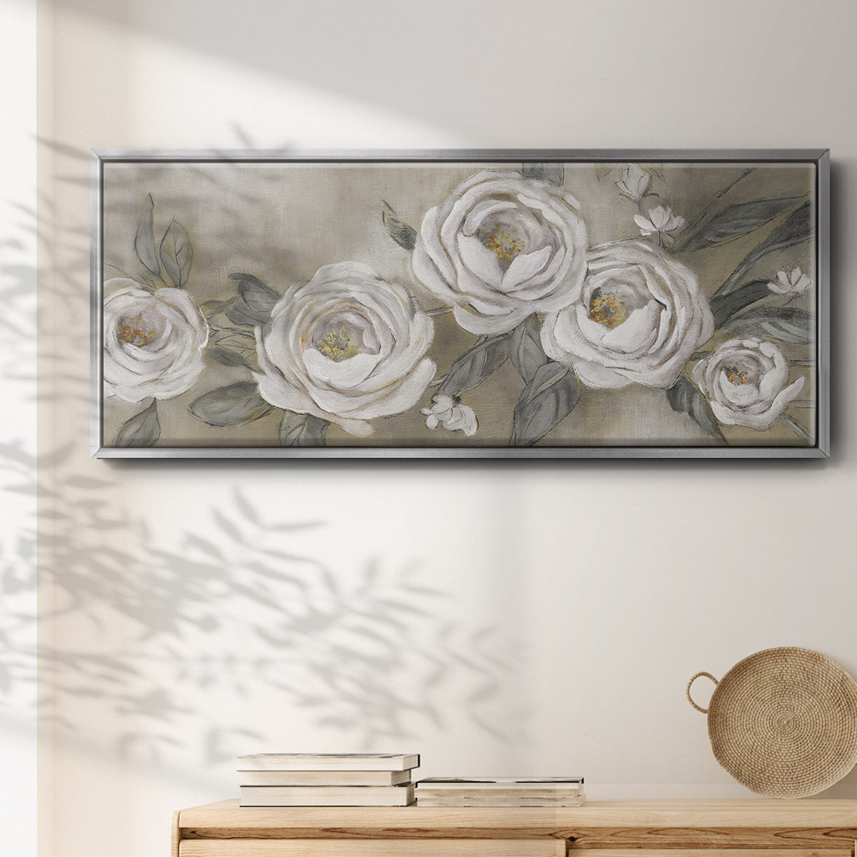 Cottage Roses - Floater Framed Canvas Print