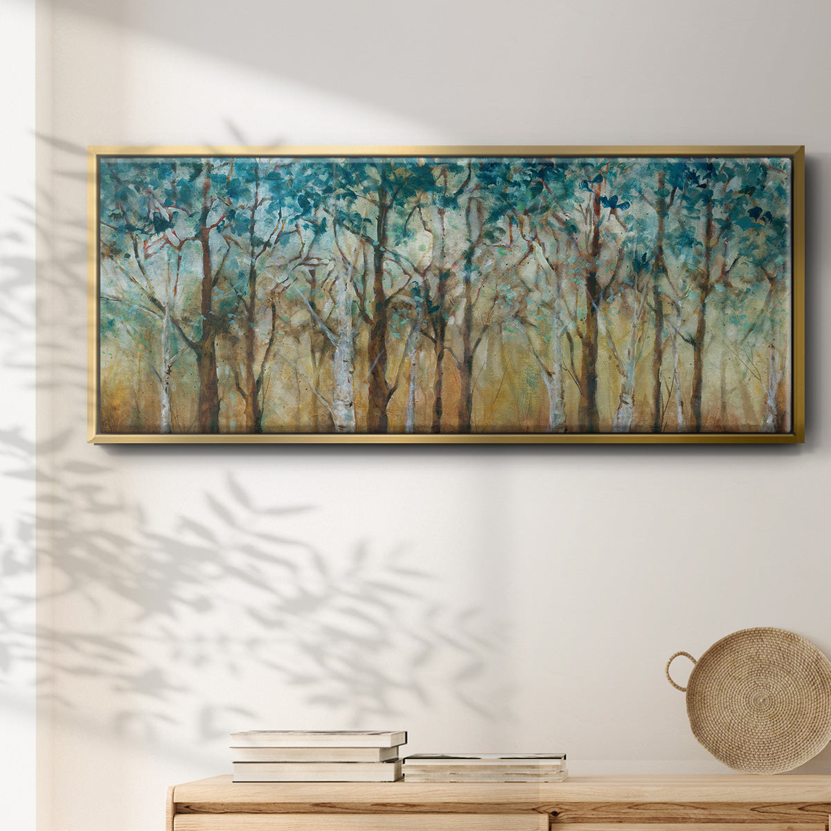Sunlit Birch Grove - Floater Framed Canvas Print