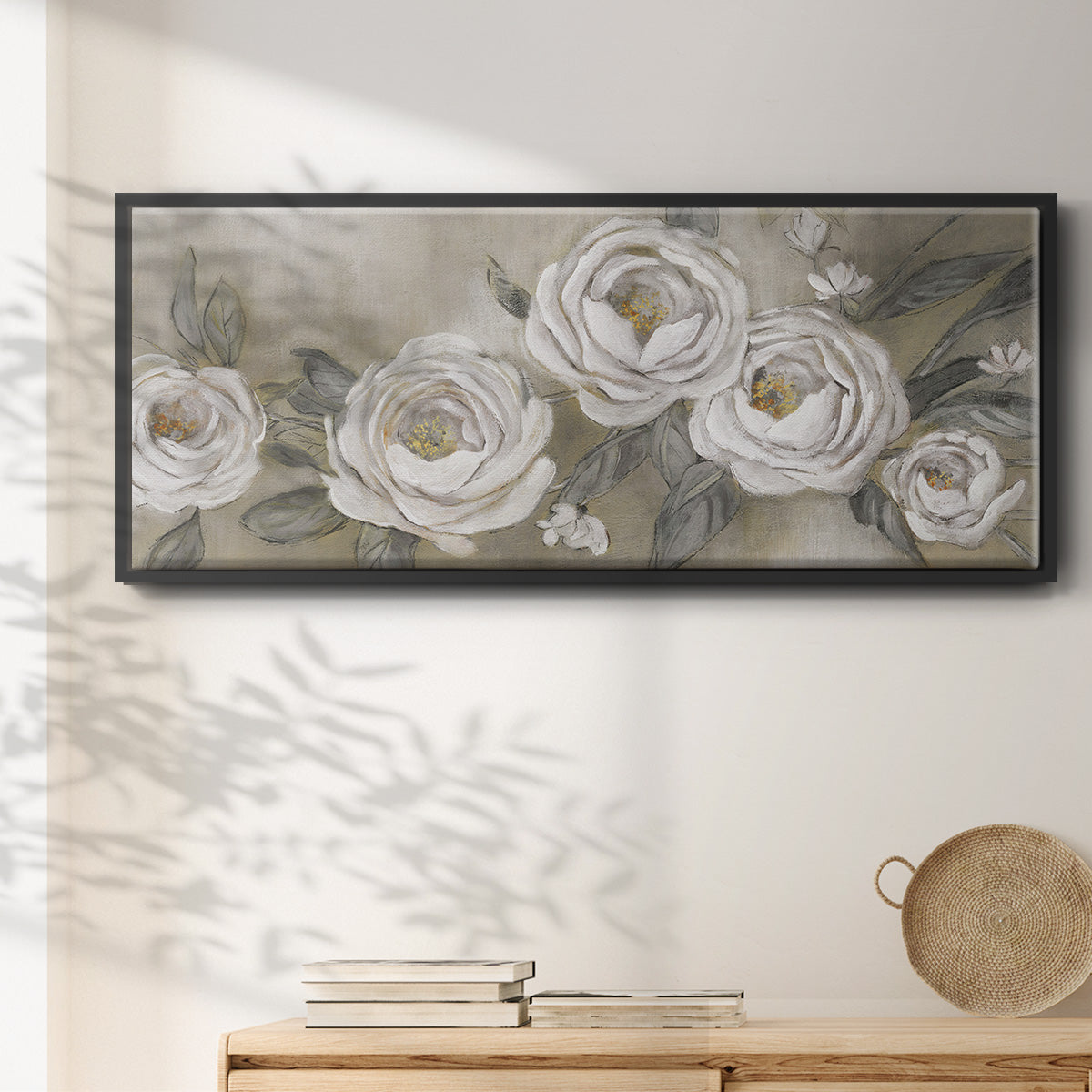 Cottage Roses - Floater Framed Canvas Print