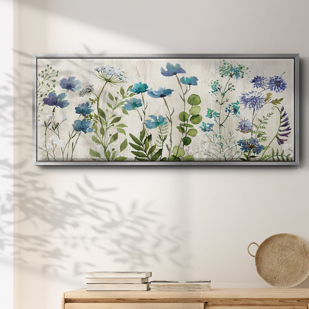 Blue Meadow - Floater Framed Canvas Print