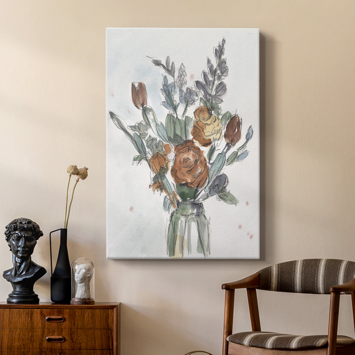 Watercolor Floral Arrangement II - Canvas Art Print