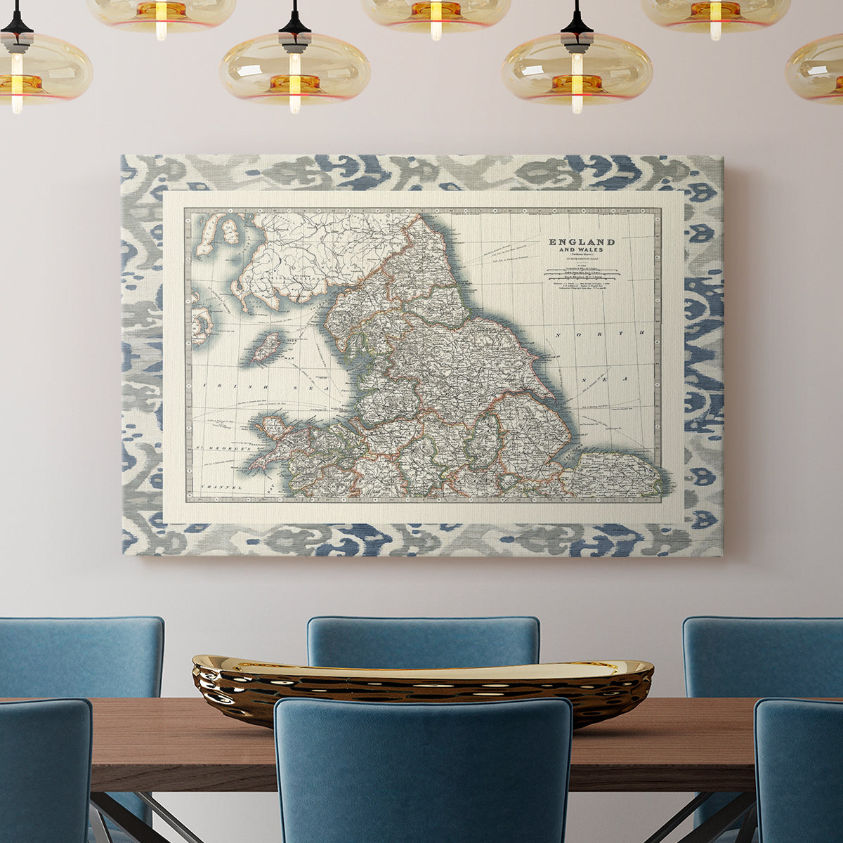Bordered Map of England & Wales - Canvas Art Print