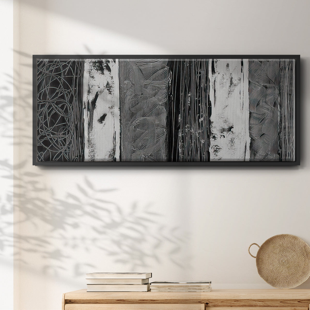 Printed Brushed Nickel Abstract I - Floater Framed Canvas Print