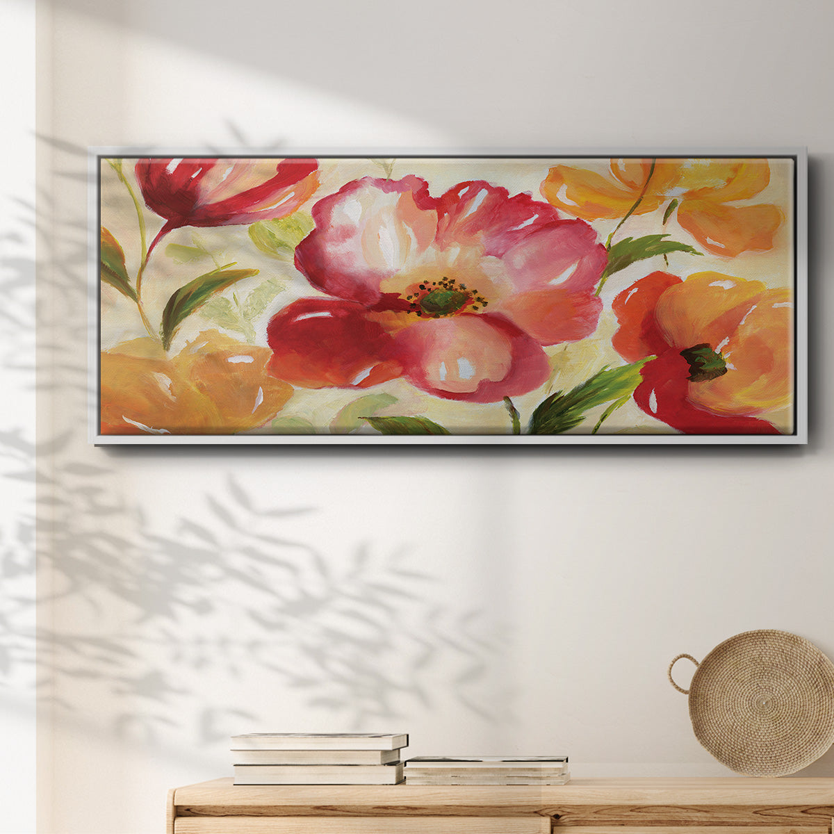 Jardin Rouge - Floater Framed Canvas Print