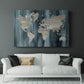 Navy World Map - Canvas Art Print