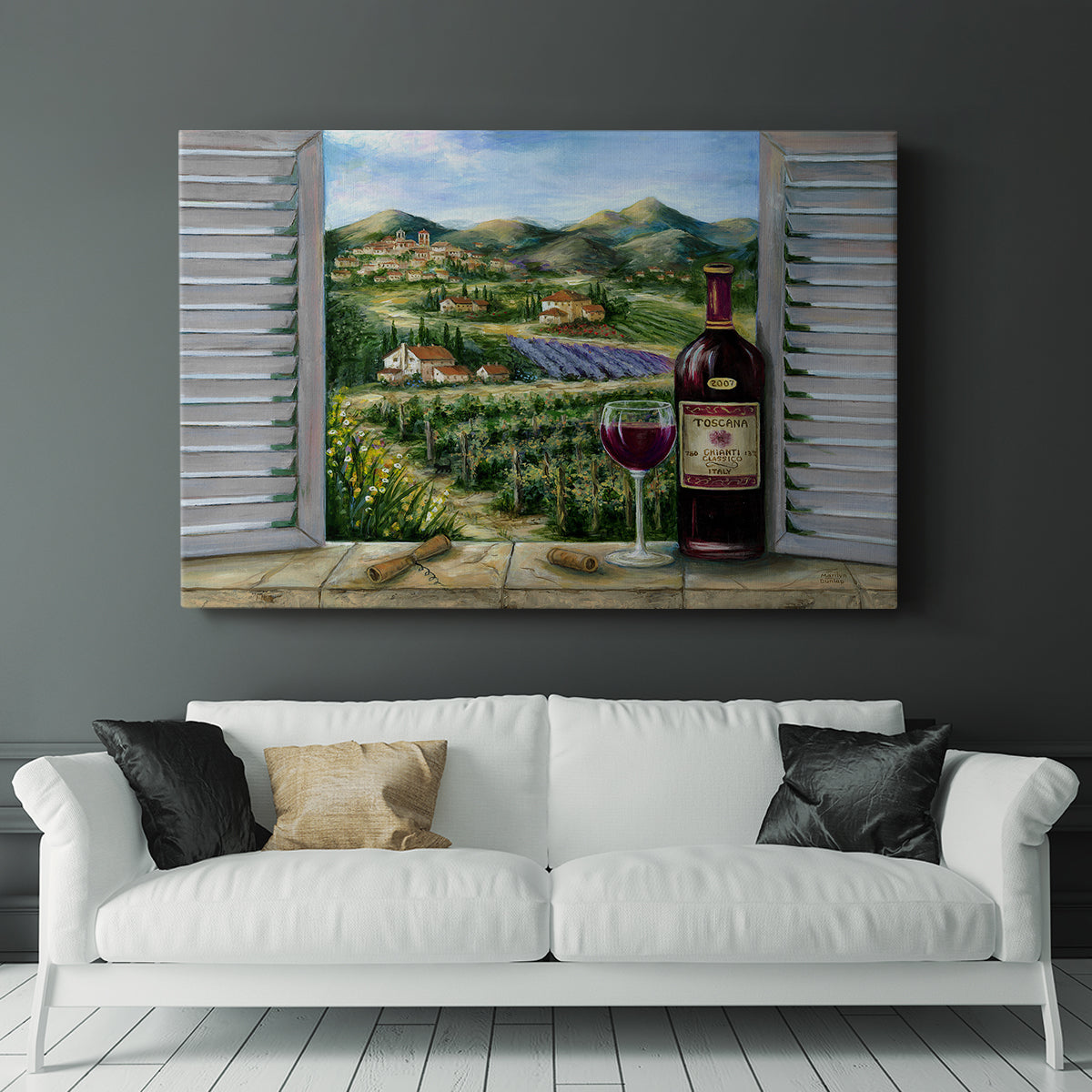 Tuscan Red and Vineyard - Canvas Art Print