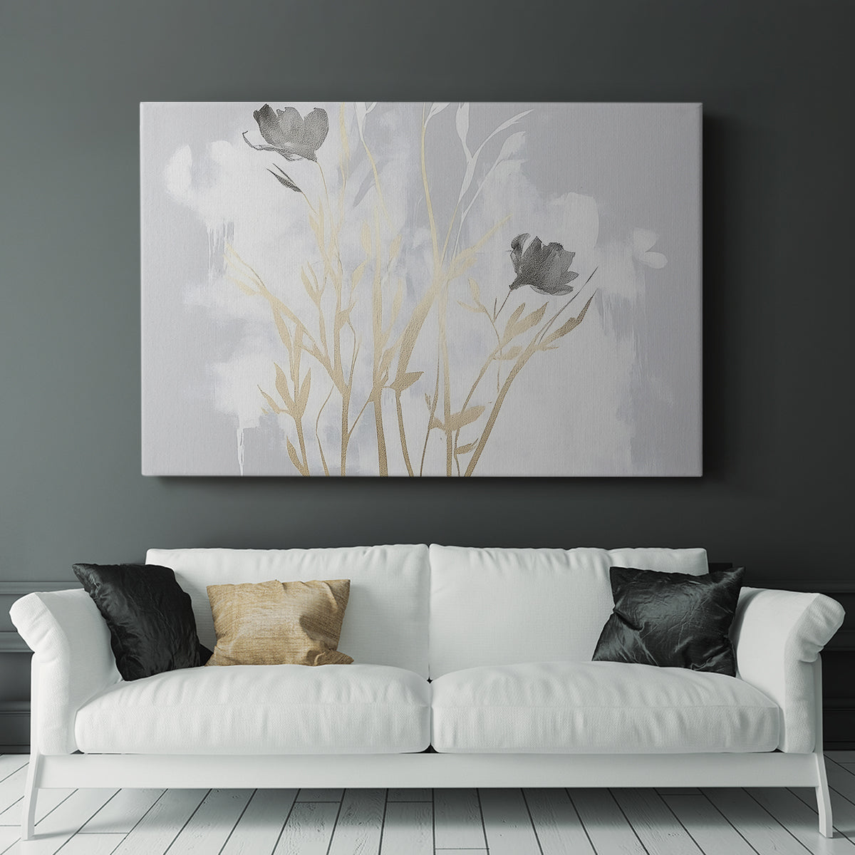 Grey Floral Painting XCIV - Canvas Art Print