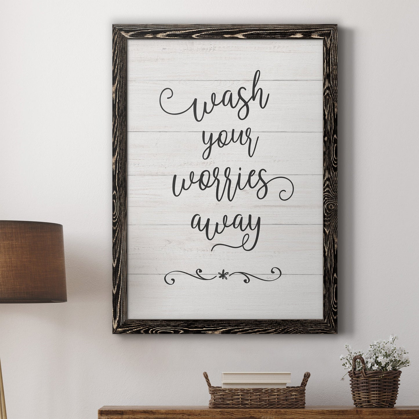 Wash Worries - Premium Canvas Framed in Barnwood - Ready to Hang